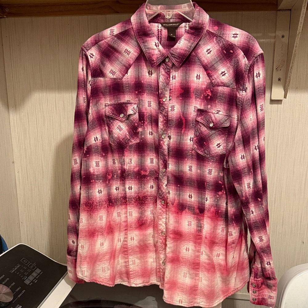 Bits and bridle Pink Ombre Plaid Button-Down Shirt